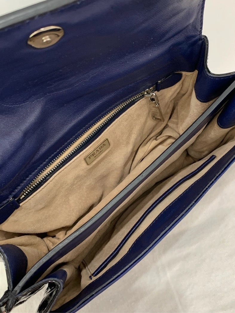 Prada Patent Leather Crossbody Bag Navy Crossbody