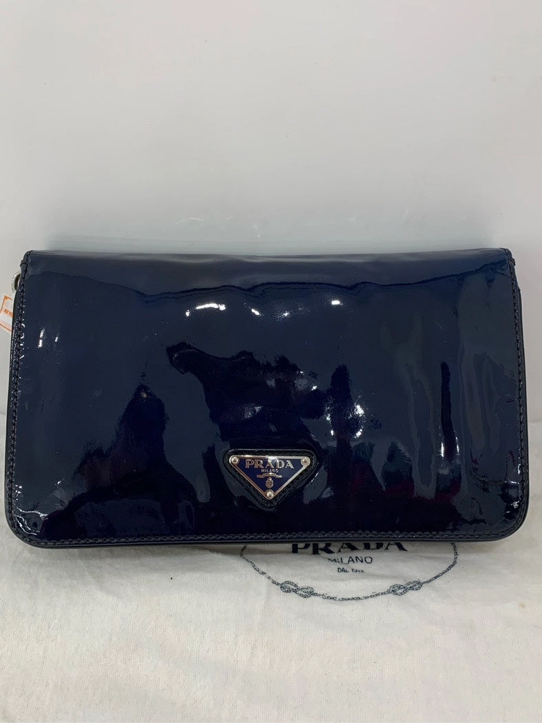 Prada Patent Leather Crossbody Bag Navy Crossbody