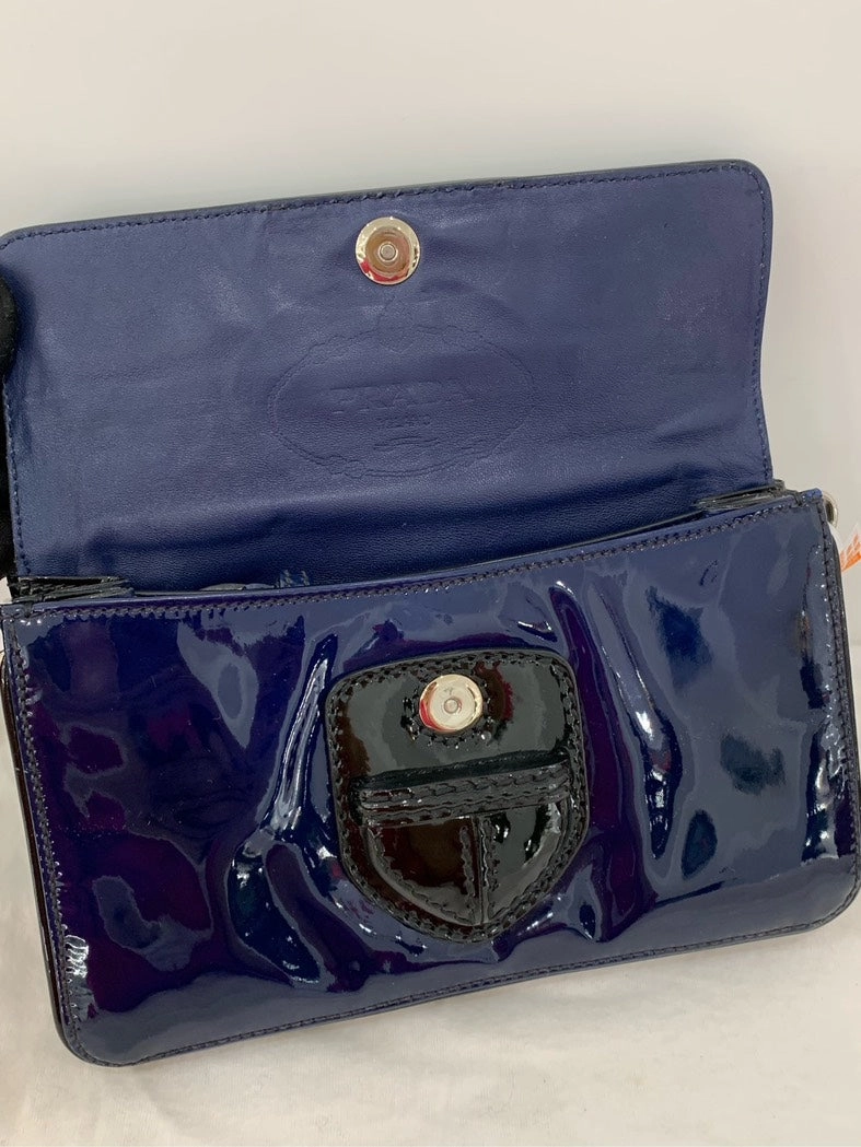 Prada Patent Leather Crossbody Bag Navy Crossbody