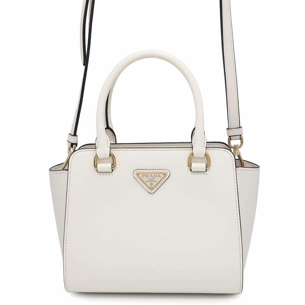 PRADA Saffiano Leather Mini Shoulder Bag White1BA380 Leather