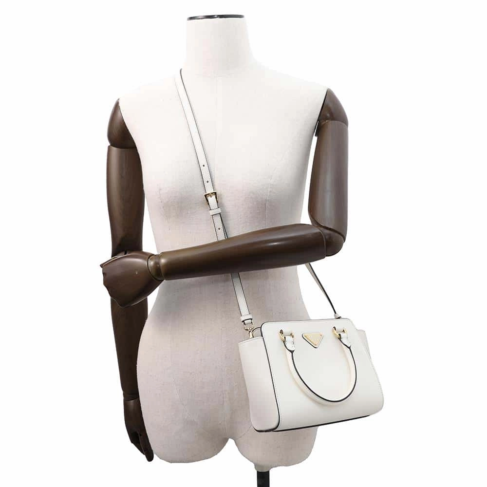 PRADA Saffiano Leather Mini Shoulder Bag White1BA380 Leather