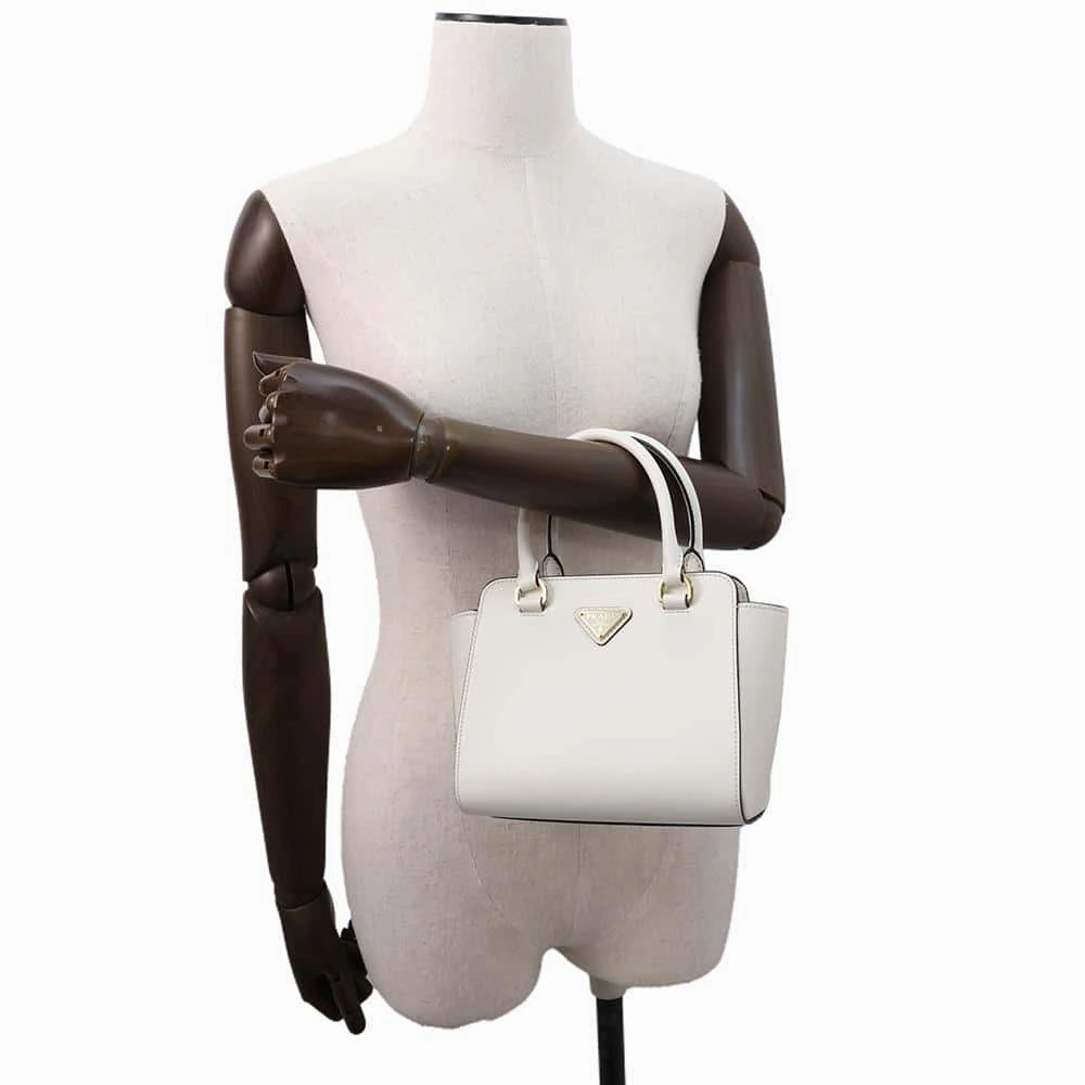 PRADA Saffiano Leather Mini Shoulder Bag White1BA380 Leather