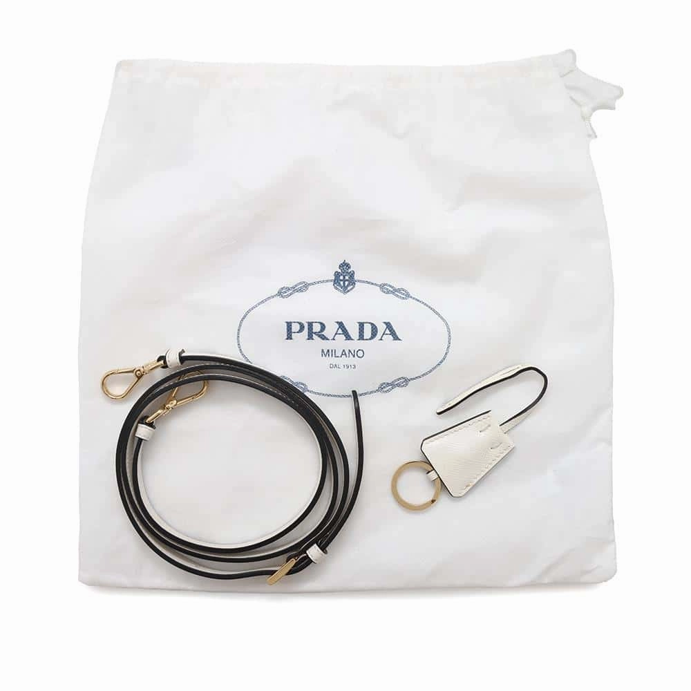 PRADA Saffiano Leather Mini Shoulder Bag White1BA380 Leather