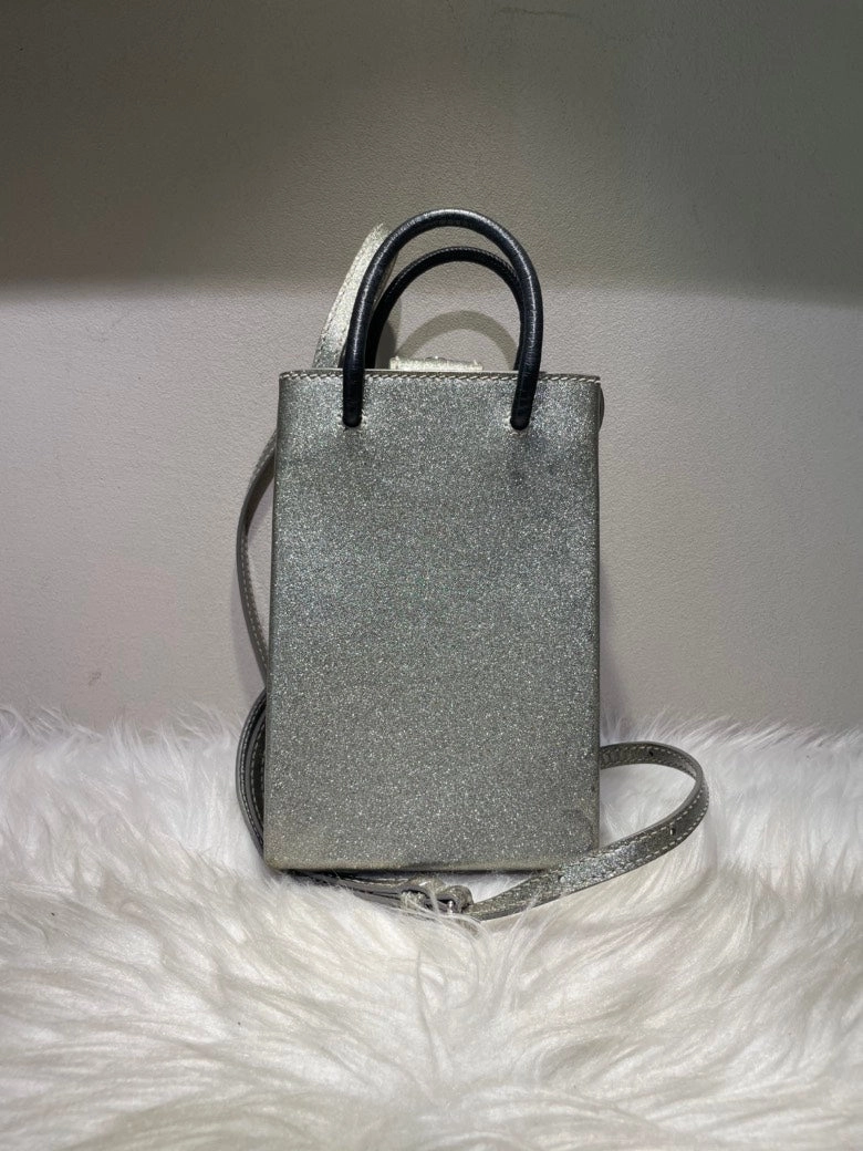 Pre-loved BALENCIAGA Sparkle Silver Mini Crossbody Bag