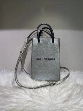 Pre-loved BALENCIAGA Sparkle Silver Mini Crossbody Bag