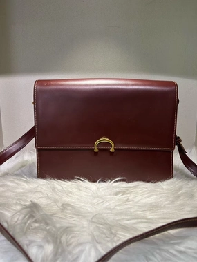 Pre-loved CARTIER Burgundy Leather Shoulder Bag