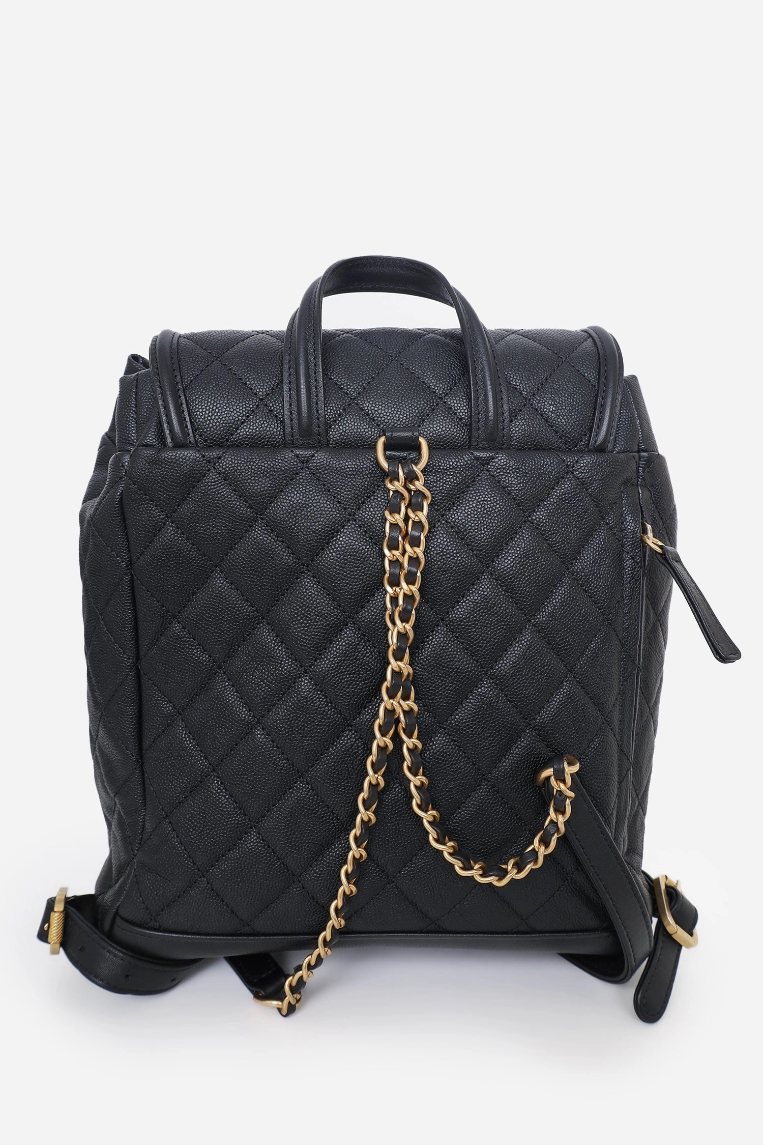 Pre-Loved Chanel 2018 Black Caviar Quilted CC Filigree Backpack