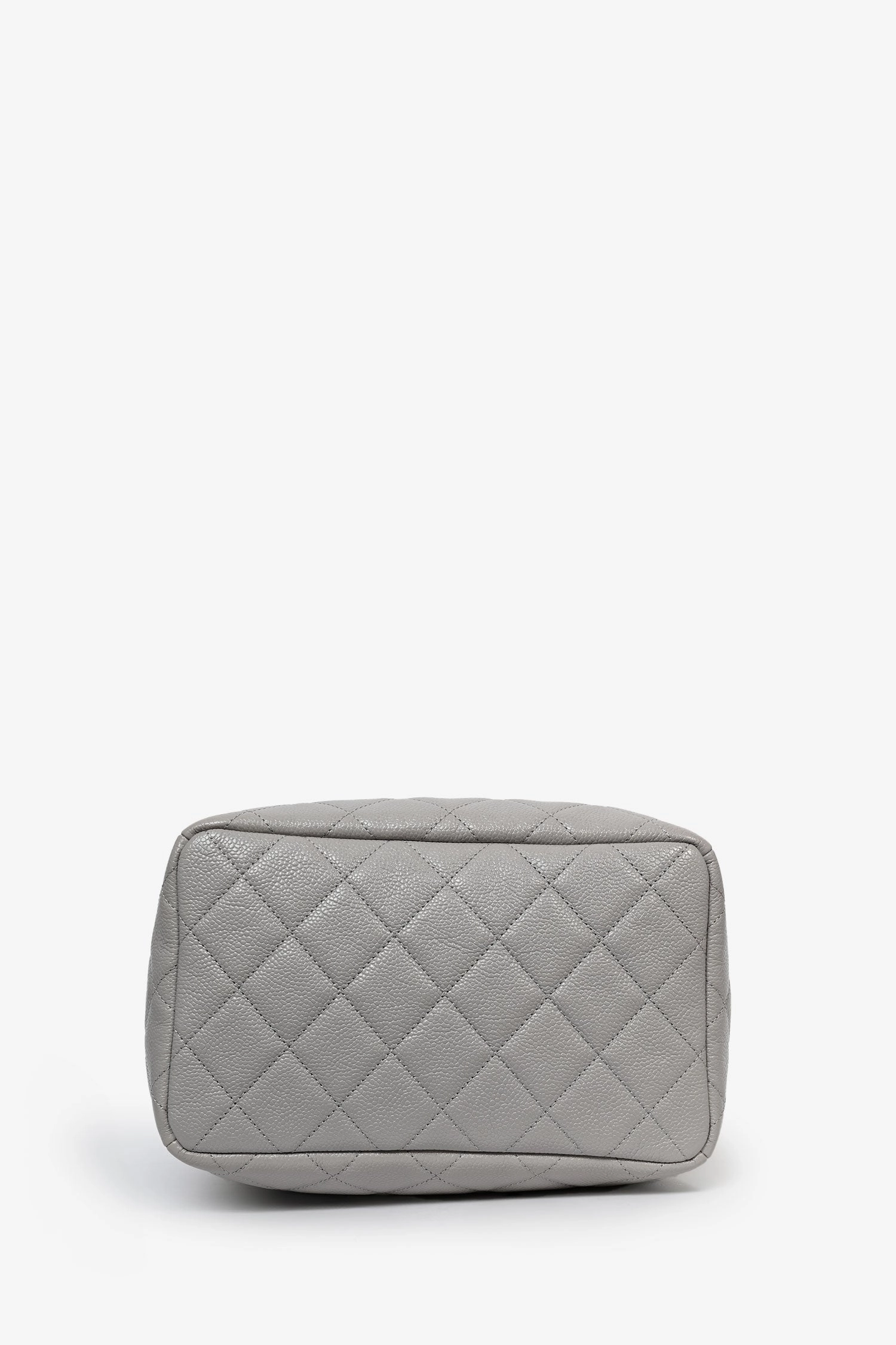 Pre-Loved Chanel 2019/20 Grey Caviar Leather Drawstring Crossbody Bucket Bag