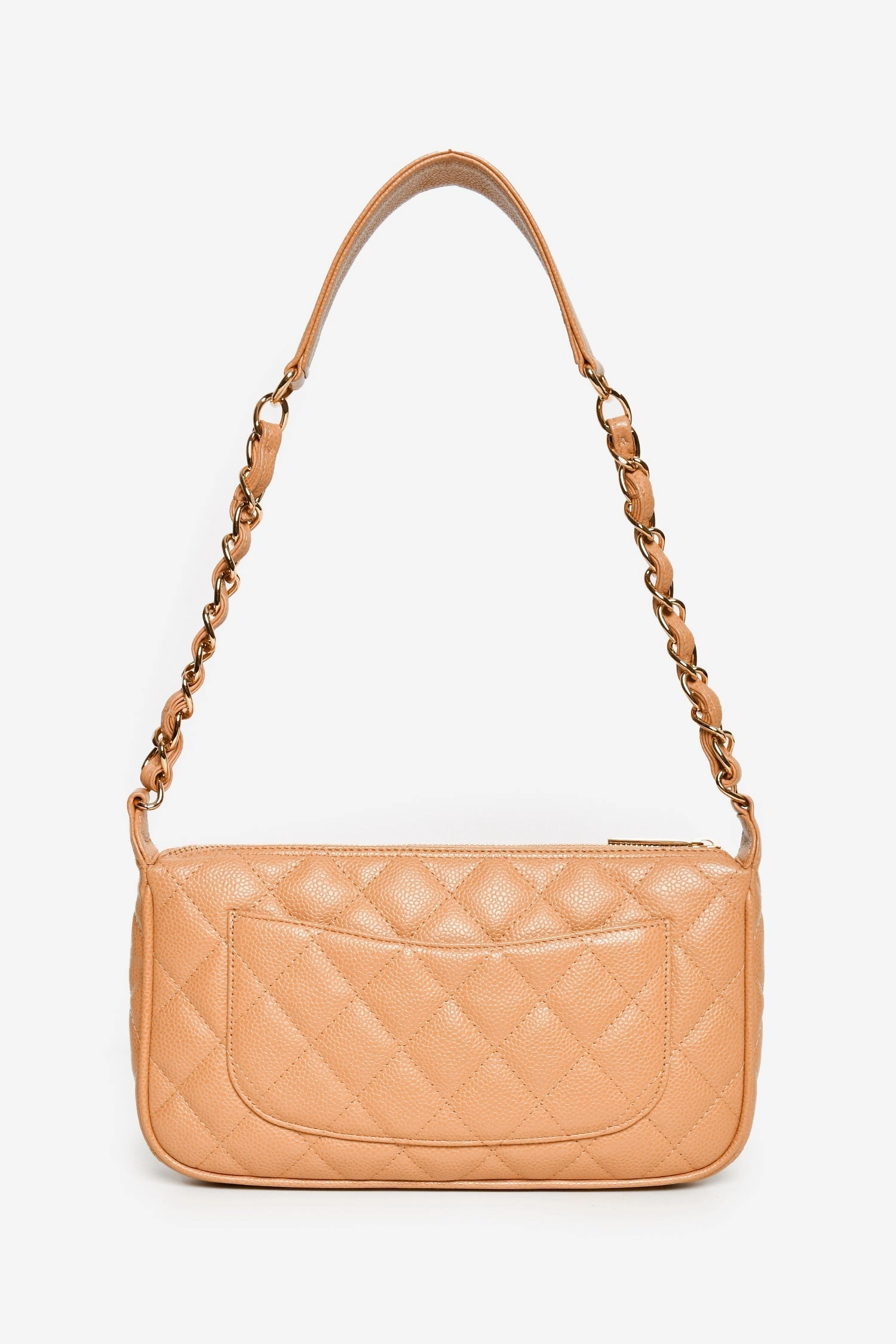 Pre-loved Chanel Vintage Beige Caviar CC Chain Link Timeless Shoulder Bag