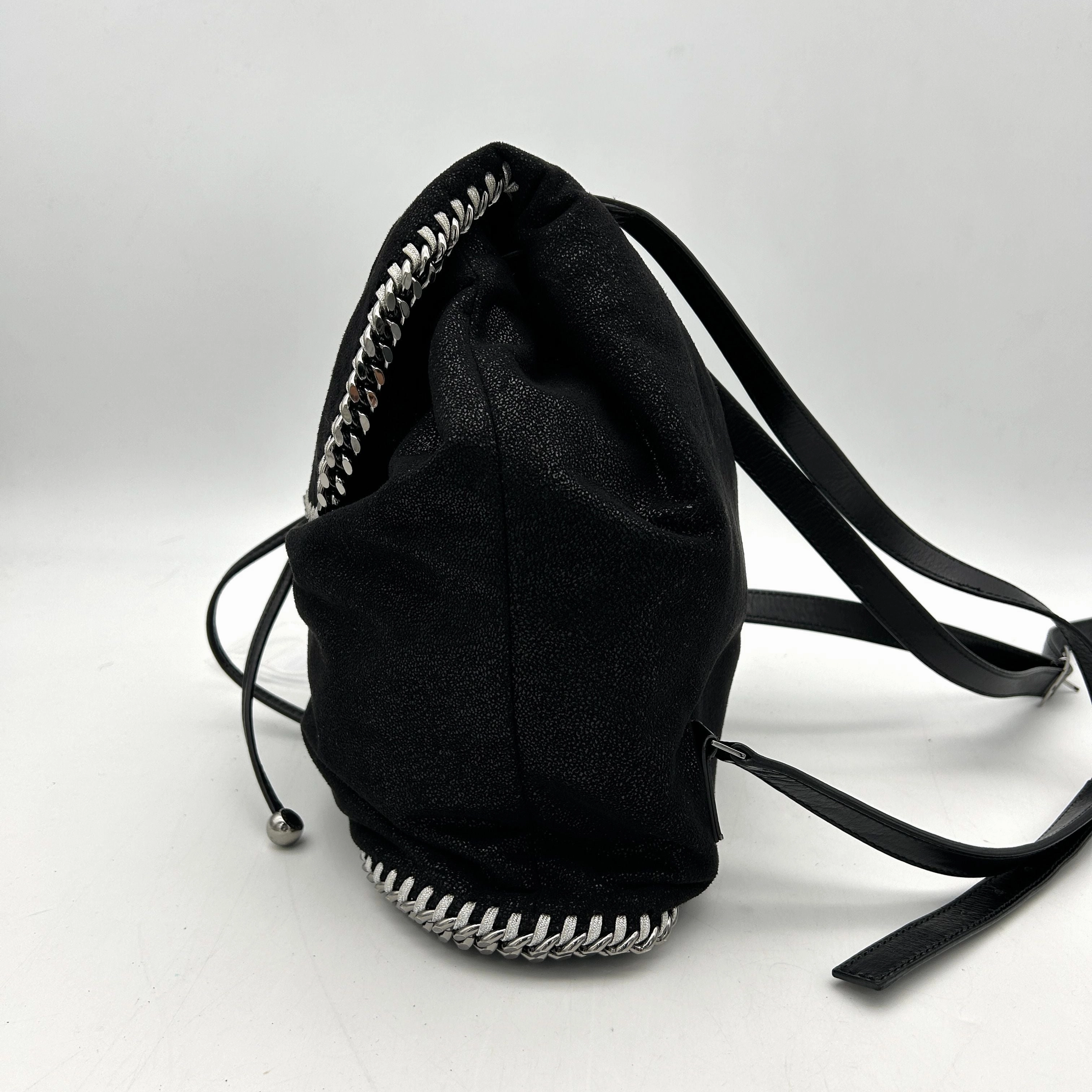 Pre-owned STELLA MCCARTNEY Shaggy Deer Falabella Backpack Black LA5183