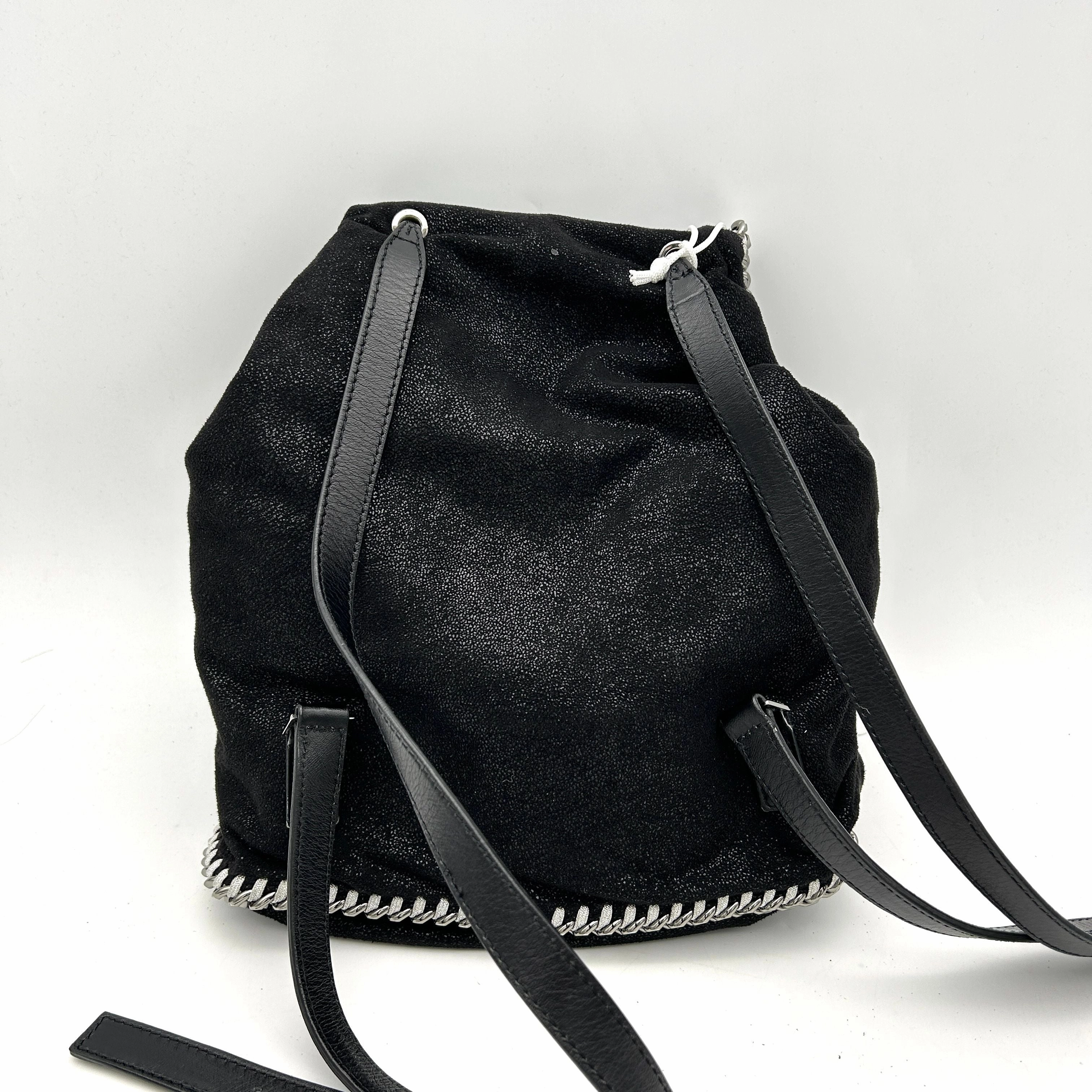 Pre-owned STELLA MCCARTNEY Shaggy Deer Falabella Backpack Black LA5183