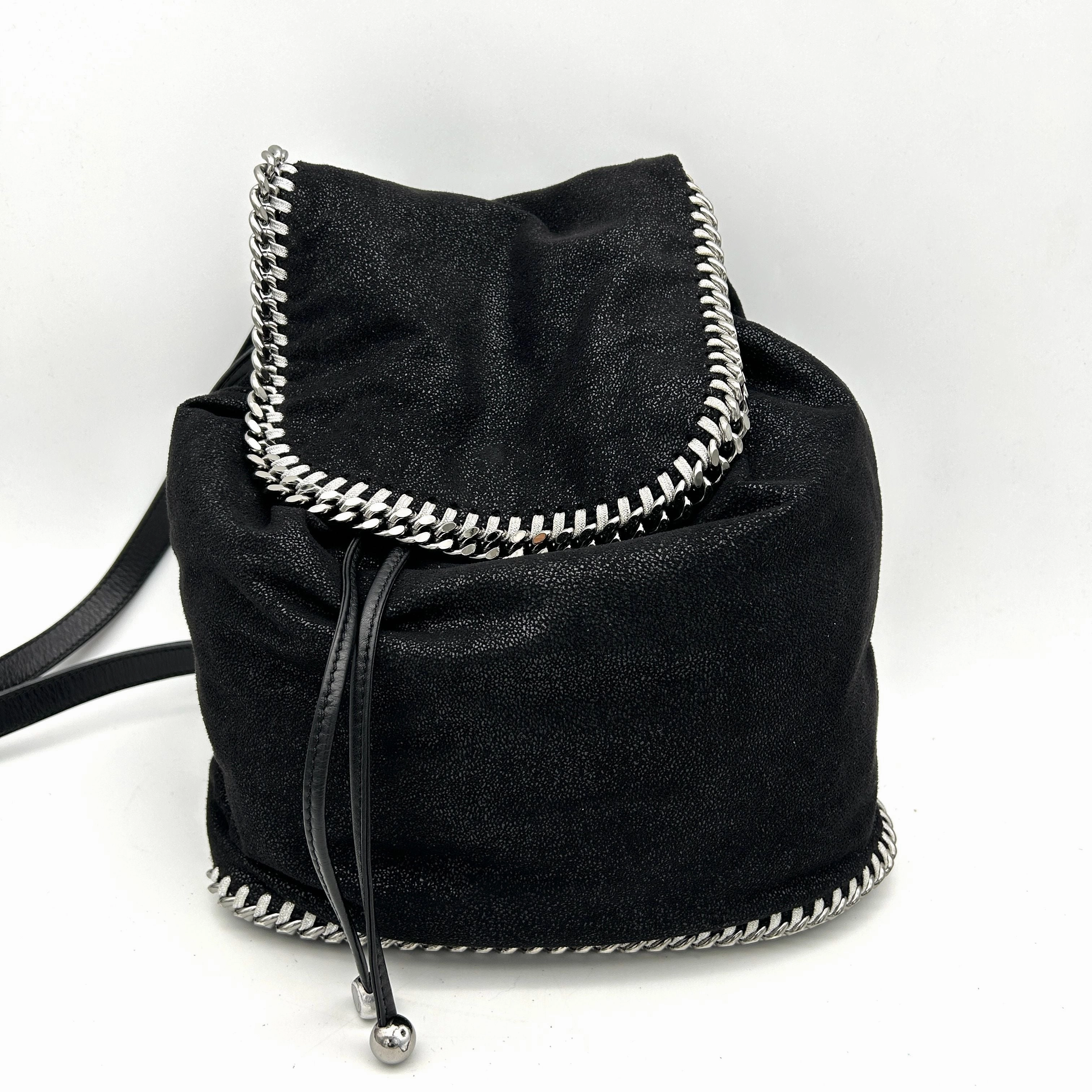 Pre-owned STELLA MCCARTNEY Shaggy Deer Falabella Backpack Black LA5183