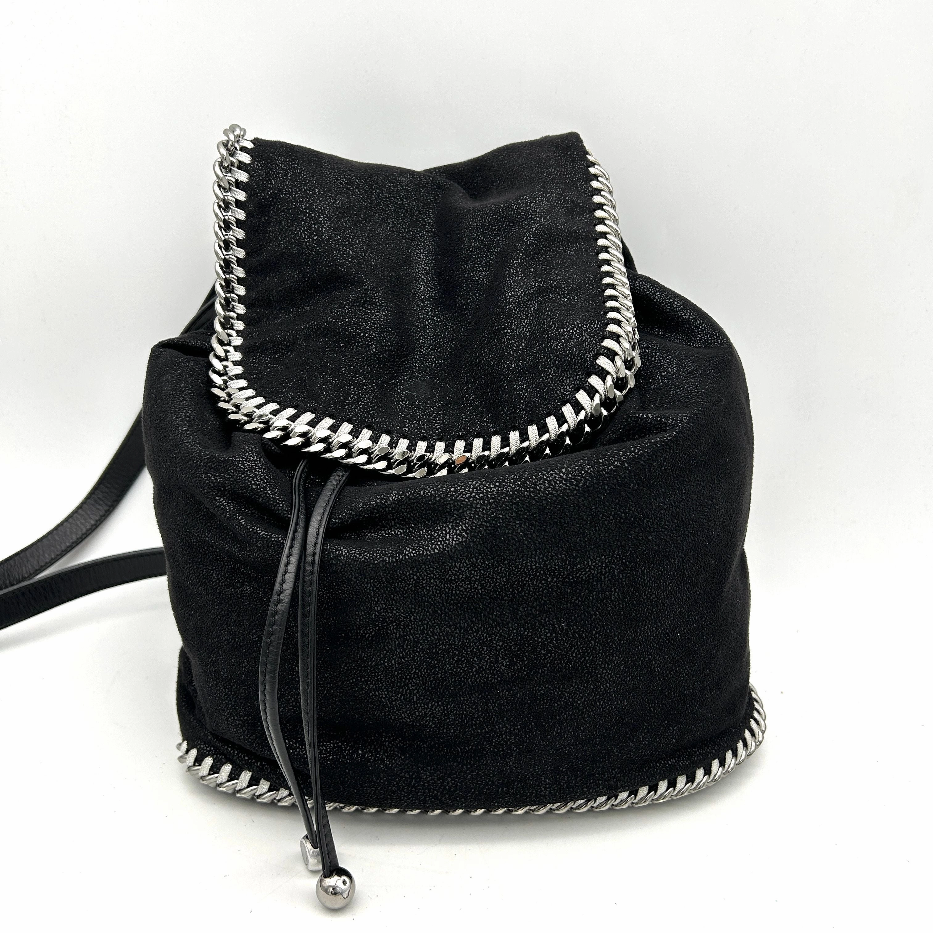 Pre-owned STELLA MCCARTNEY Shaggy Deer Falabella Backpack Black LA5183