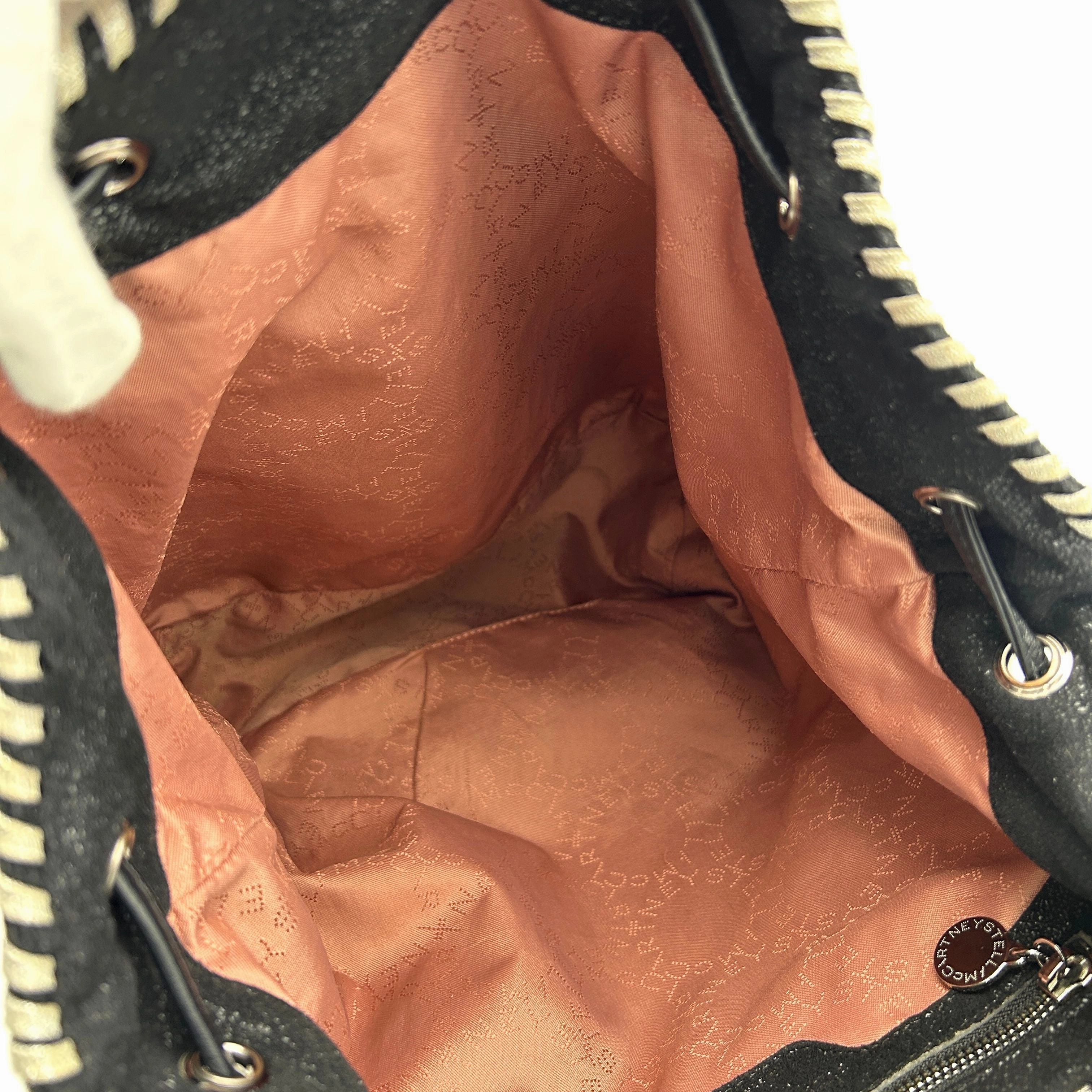 Pre-owned STELLA MCCARTNEY Shaggy Deer Falabella Backpack Black LA5183