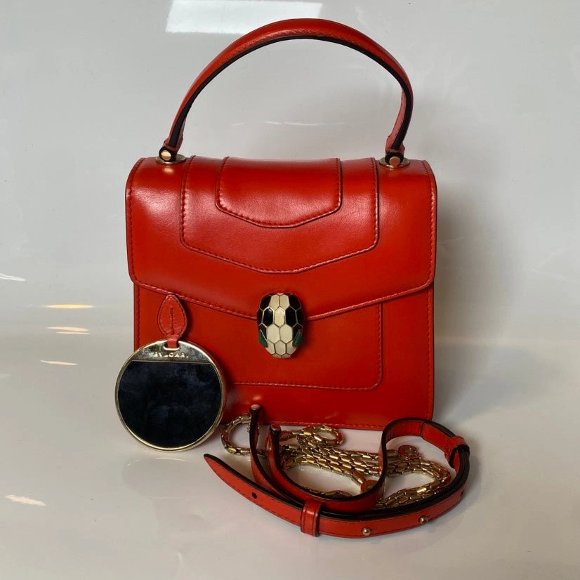Preloved BVLGARI Serpenti Forever Red Leather Shoulder Bag