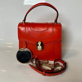 Preloved BVLGARI Serpenti Forever Red Leather Shoulder Bag