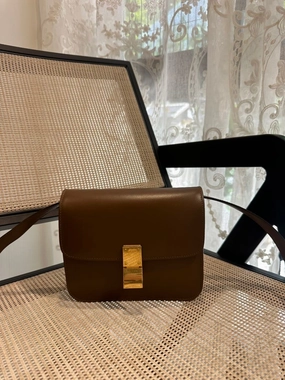 Preloved Celine Box Bag Brown Leather Crossbody