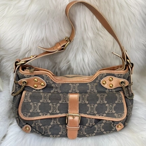 Preloved Celine Denim Shoulder Bag - Brown