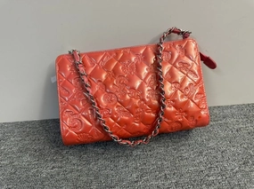 Preloved Chanel Embossed Red Crossbody Bag