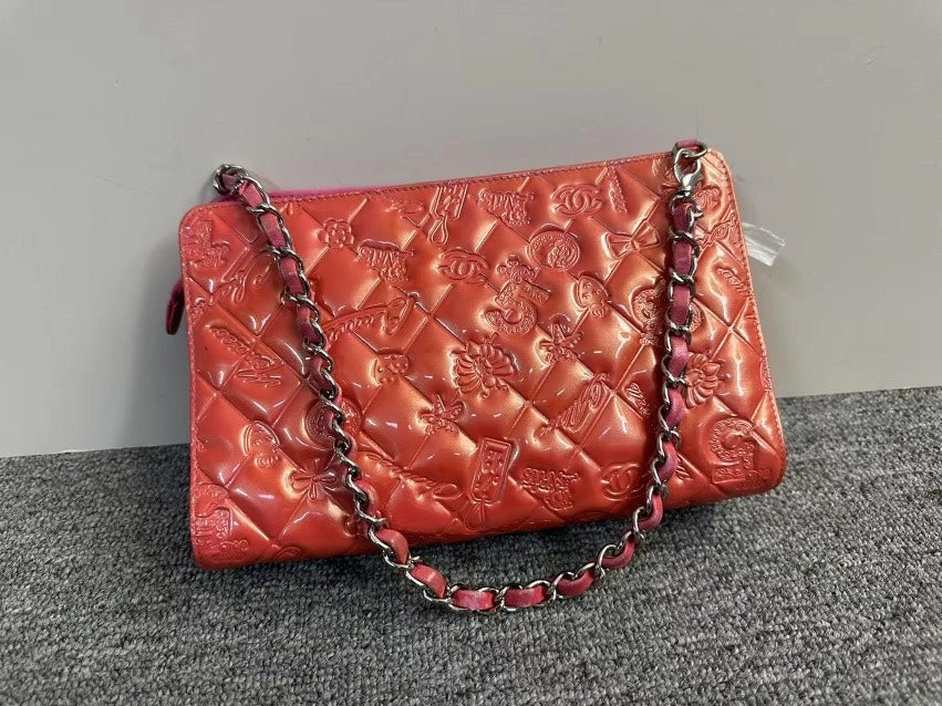 Preloved Chanel Embossed Red Crossbody Bag