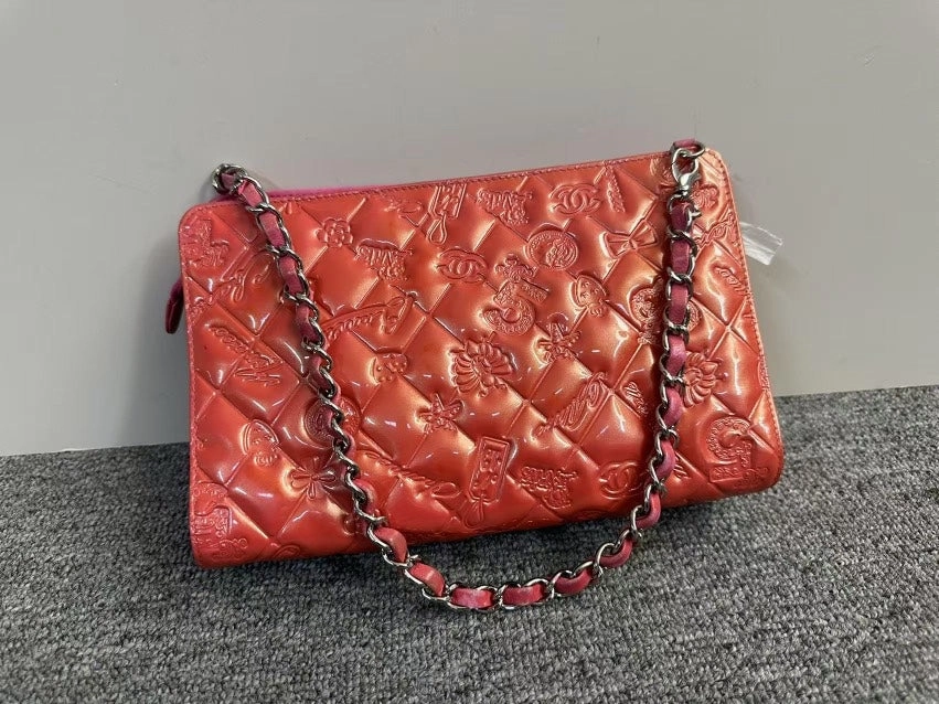 Preloved Chanel Embossed Red Crossbody Bag