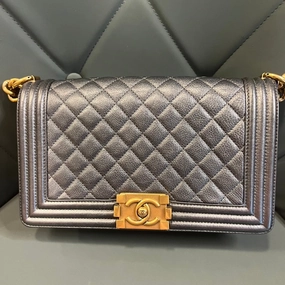 Preloved Chanel Le Boy Black Quilted Leather Crossbody Bag