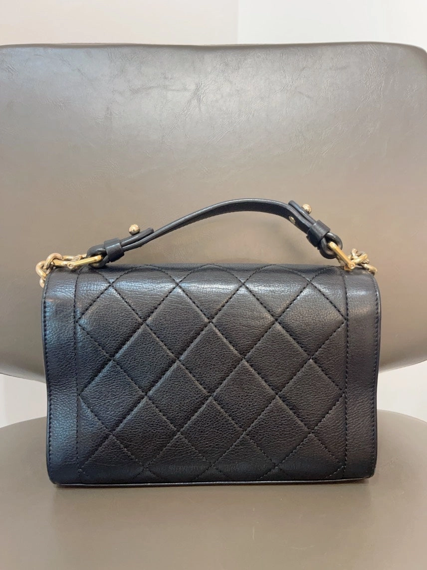 Preloved Chanel Passenger Bag Small Black Leather Shoulder Bag