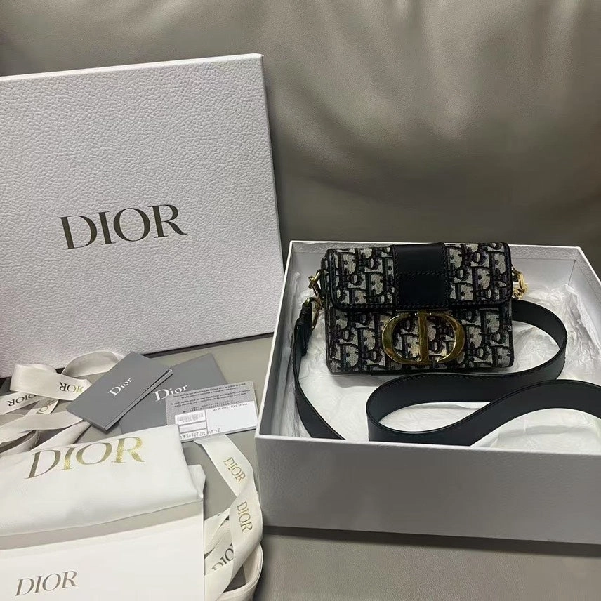 Preloved Dior Black Montaigne Crossbody Bag Full Set
