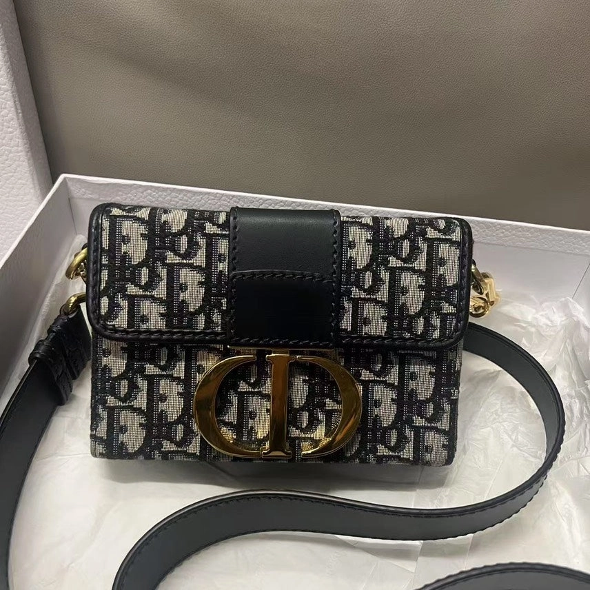 Preloved Dior Black Montaigne Crossbody Bag Full Set