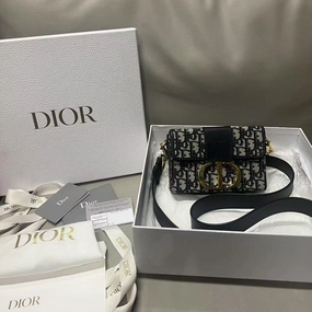 Preloved Dior Black Montaigne Crossbody Bag Full Set