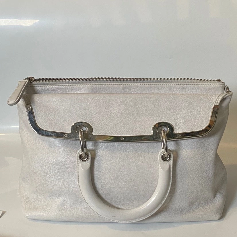 Preloved Dior White Leather Shoulder Bag