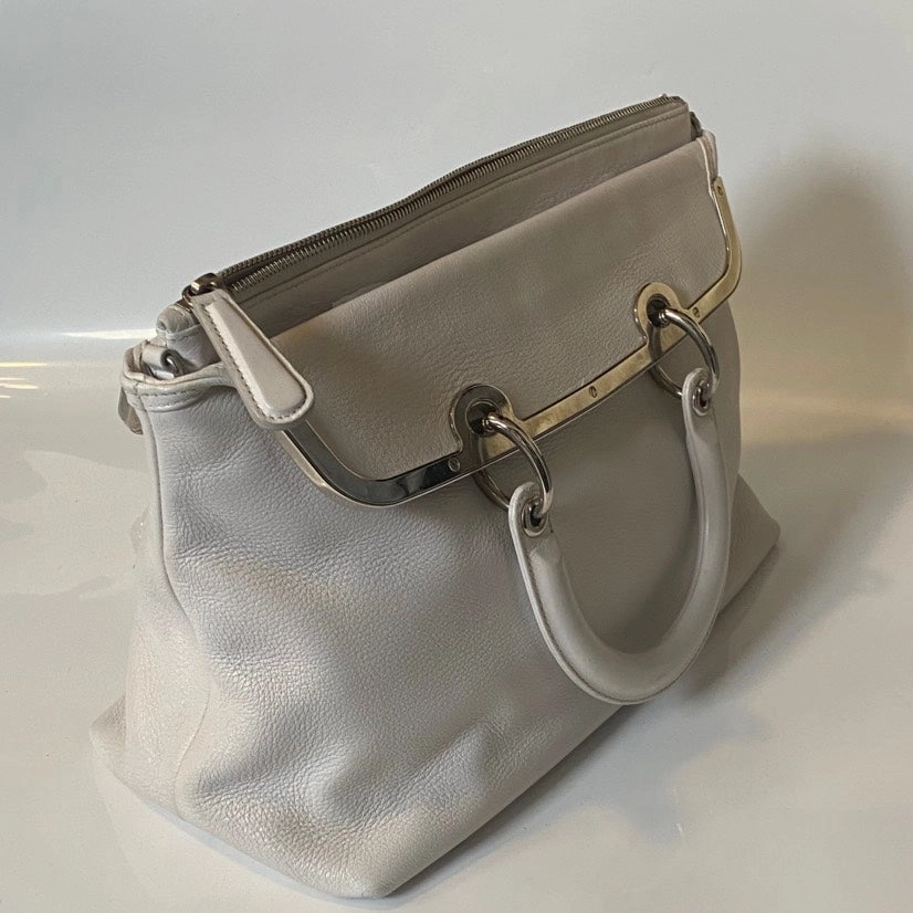 Preloved Dior White Leather Shoulder Bag