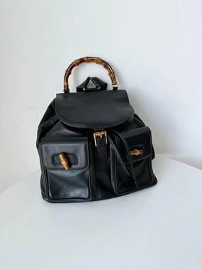 Preloved Gucci bamboo backpack black 31*30cm