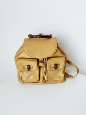 Preloved Gucci bamboo backpack yellow 31*30cm
