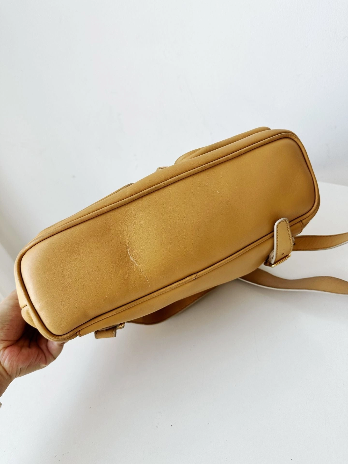 Preloved Gucci bamboo backpack yellow 31*30cm