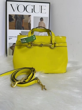 Preloved Gucci Bamboo Yellow Crossbody Bag - Leather