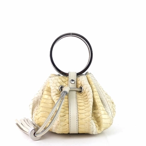 Pumpkin Small Python Leather Bucket Bag