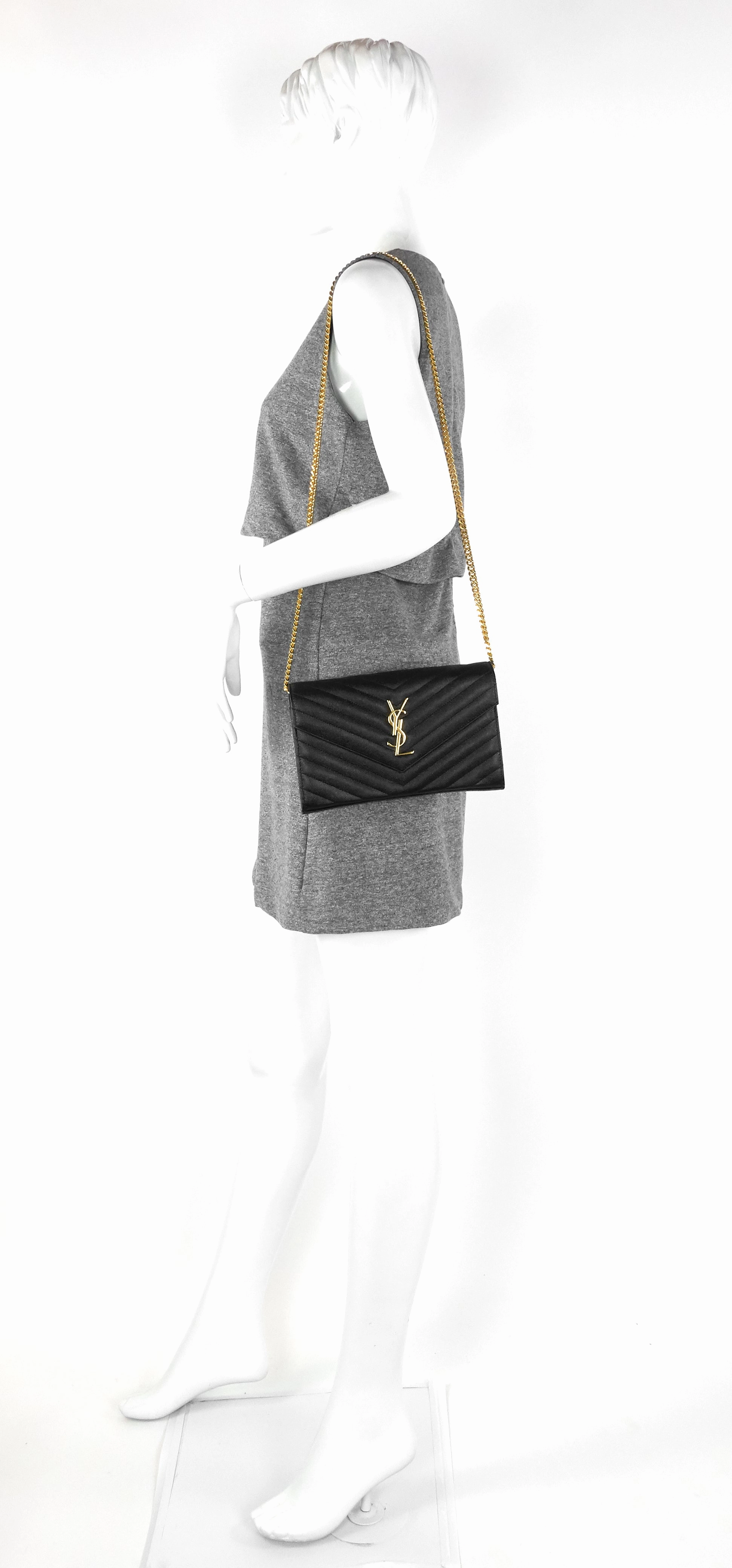 Quilted Grain de Poudre Monogram Chain Wallet Bag