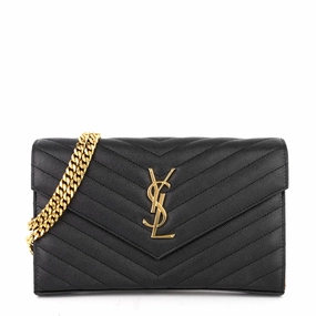 Quilted Grain de Poudre Monogram Chain Wallet Bag