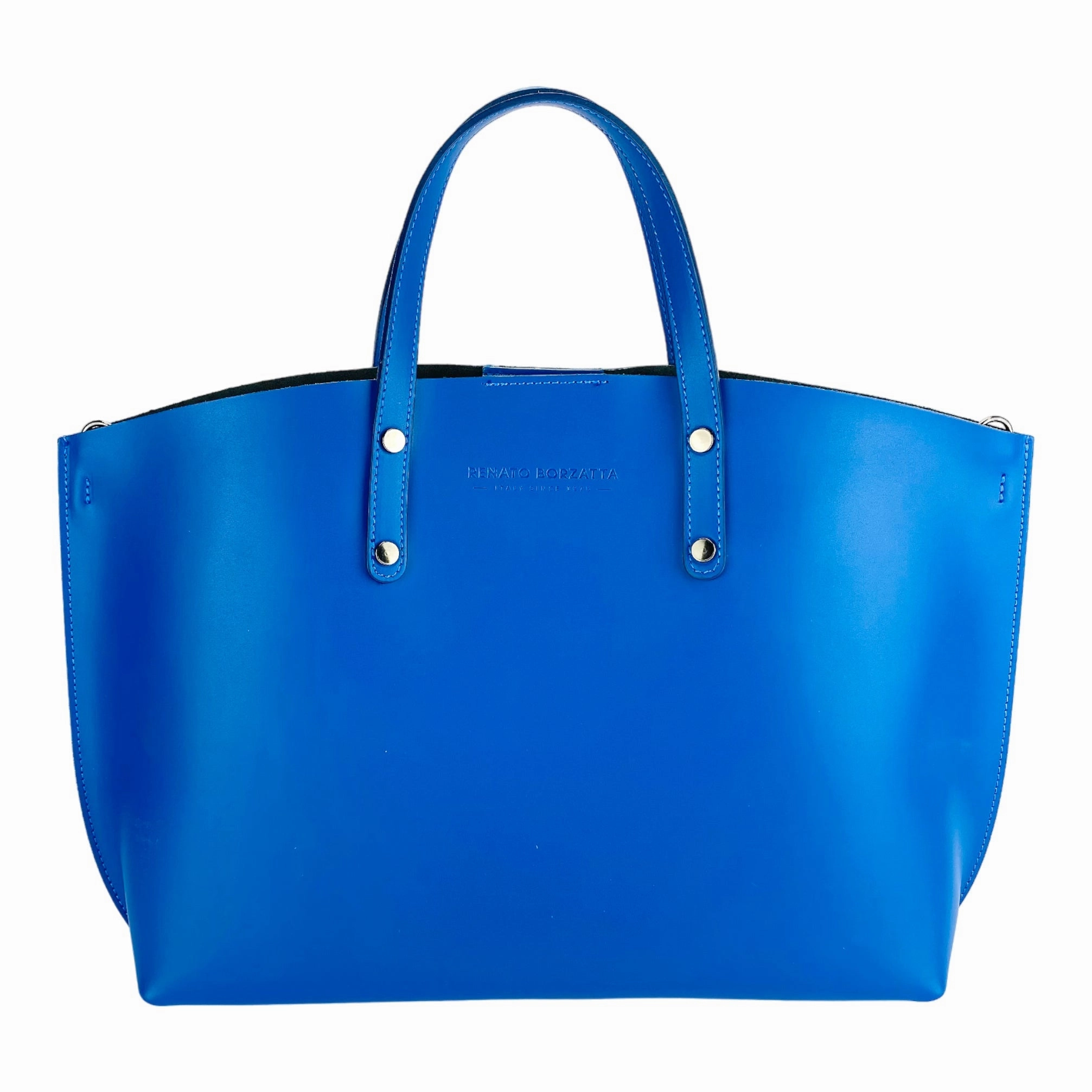 Renato Borzatta Large Leather Tote Shoulder Bag Royal Blue