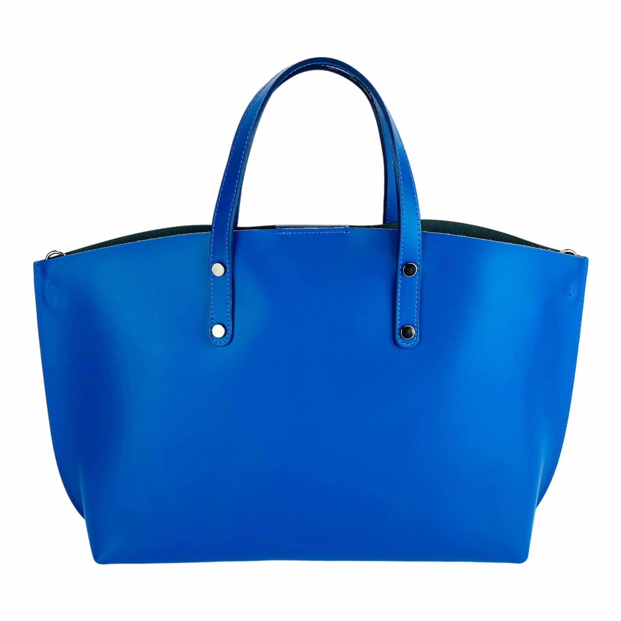Renato Borzatta Large Leather Tote Shoulder Bag Royal Blue
