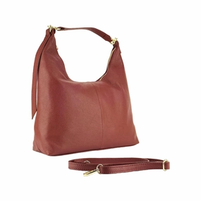 Renato Borzatta Leather Soft hobo shoulder bag ruby red