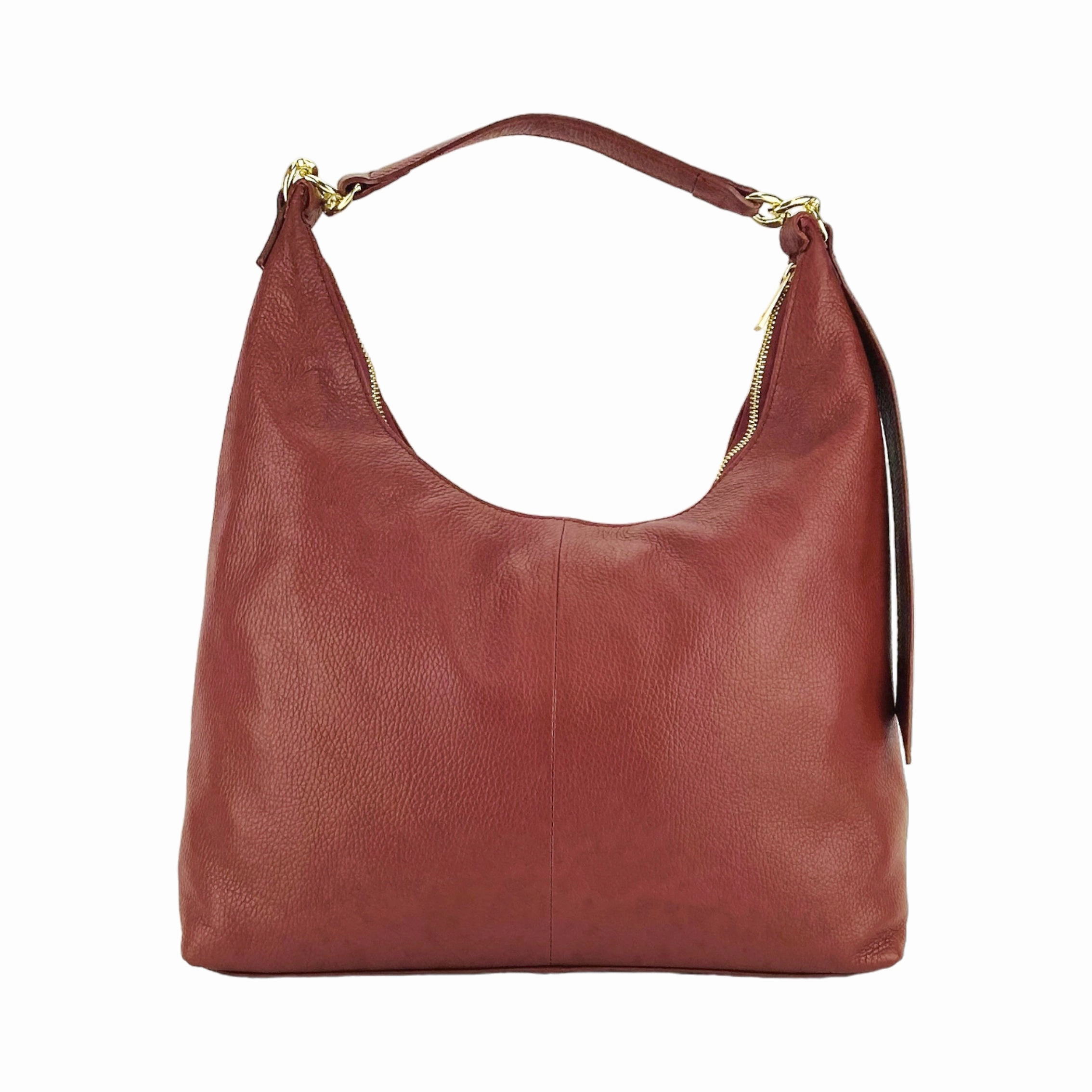 Renato Borzatta Leather Soft hobo shoulder bag ruby red