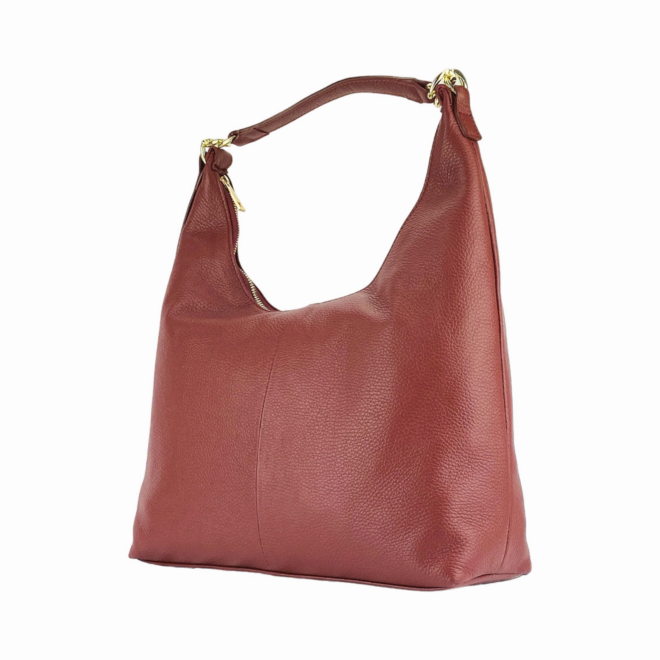 Renato Borzatta Leather Soft hobo shoulder bag ruby red