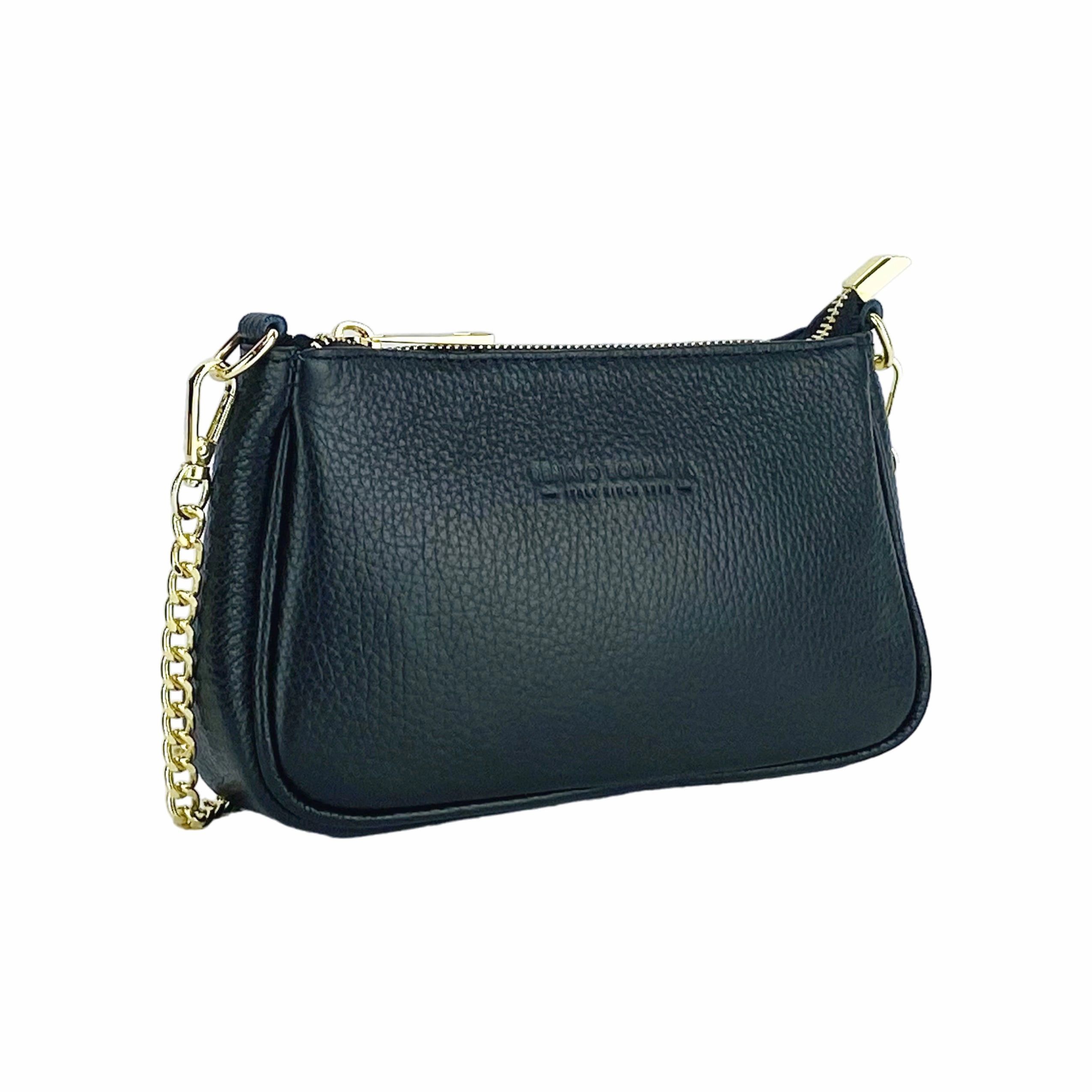 Renato Borzatta Small leather chain shoulder bag black