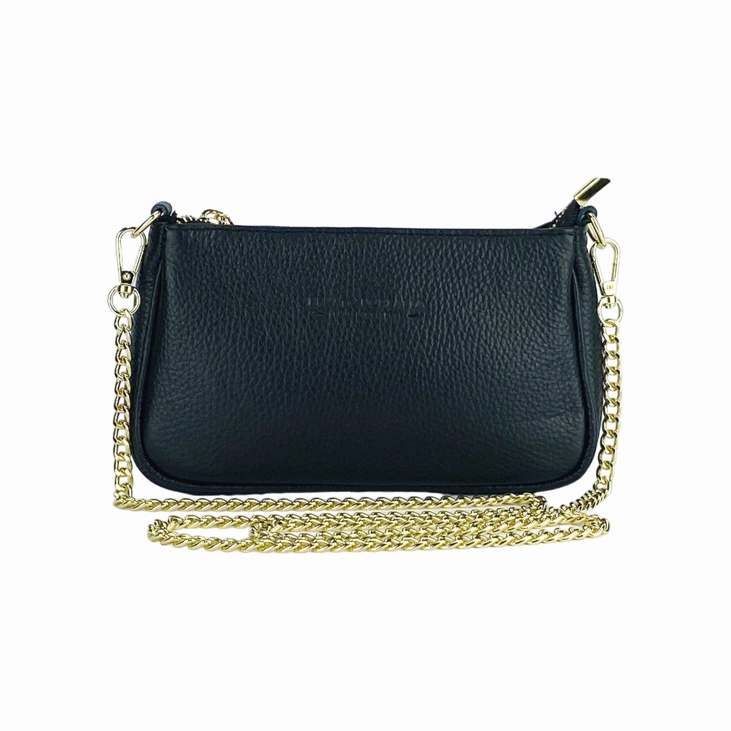 Renato Borzatta Small leather chain shoulder bag black
