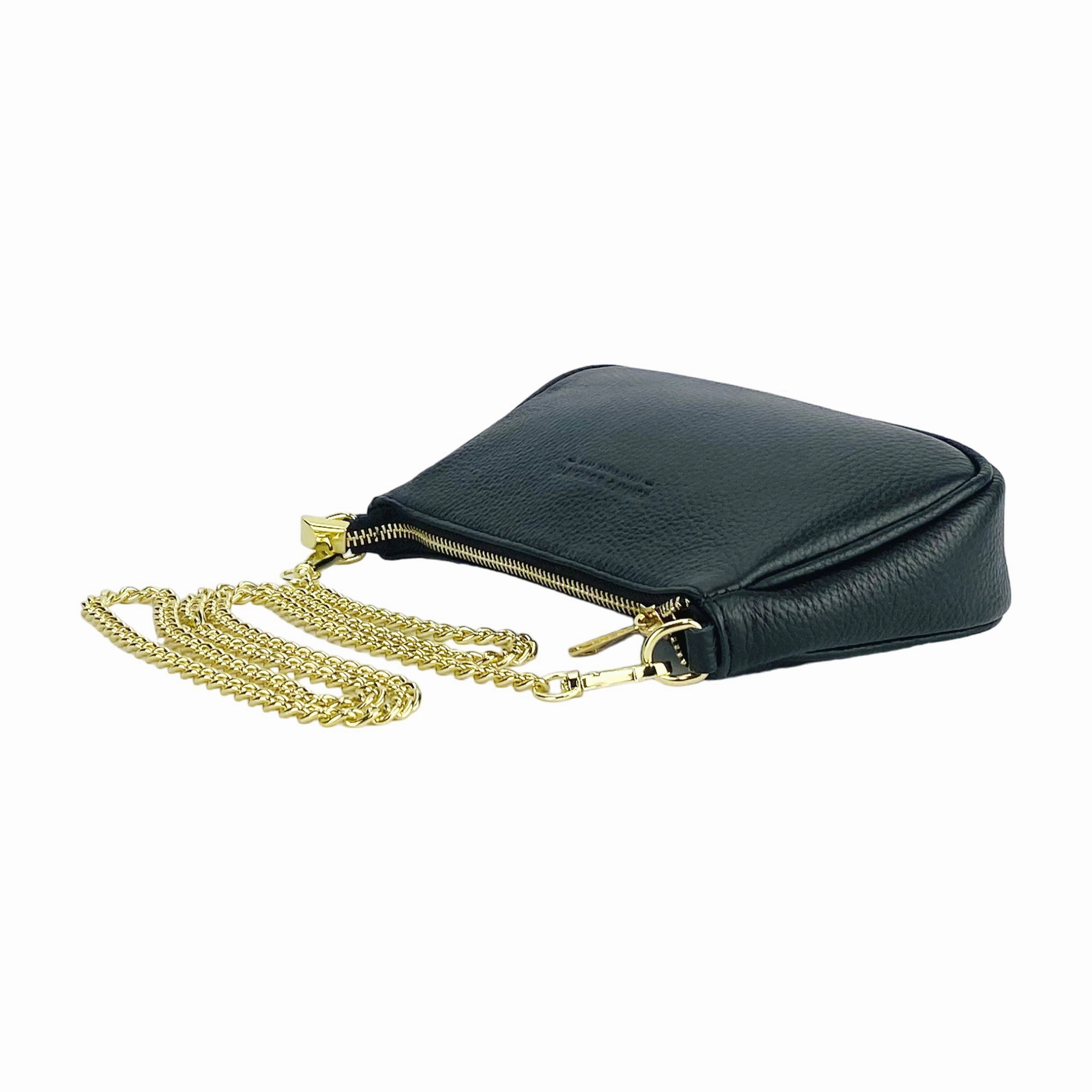 Renato Borzatta Small leather chain shoulder bag black