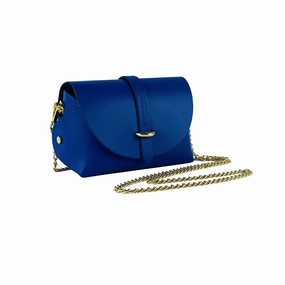 Renato Borzatta Small leather clutch chain shoulder bag royal blue