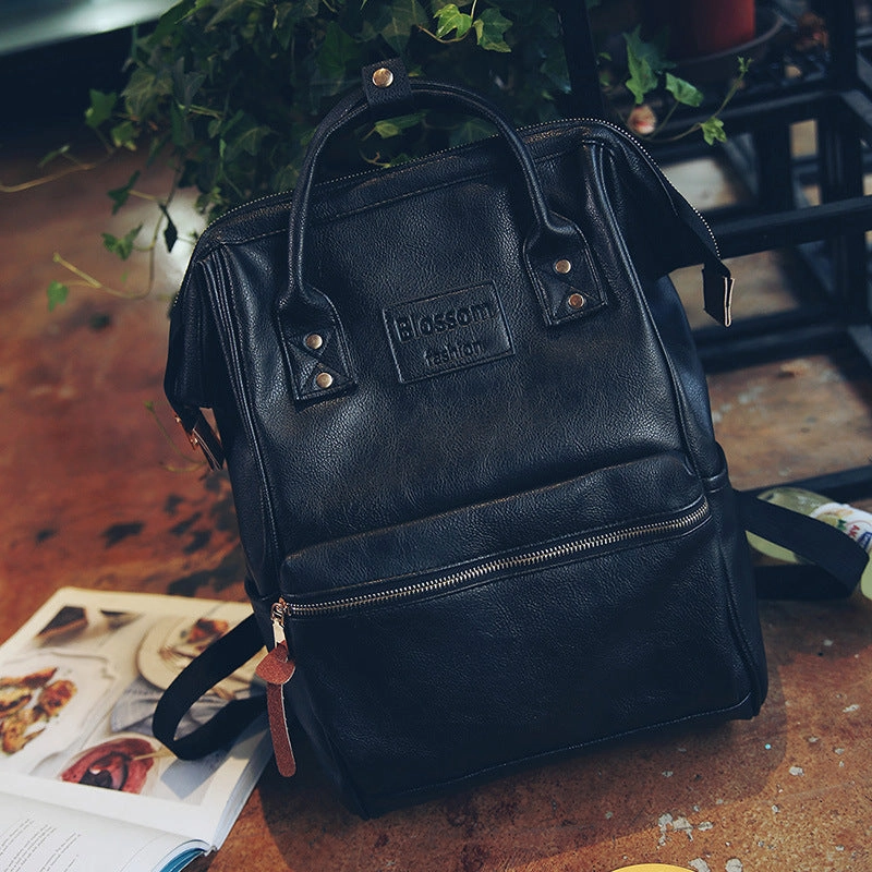 Retro PU backpack children's computer new student book bag large travel waterproof outdoor backpack one generation