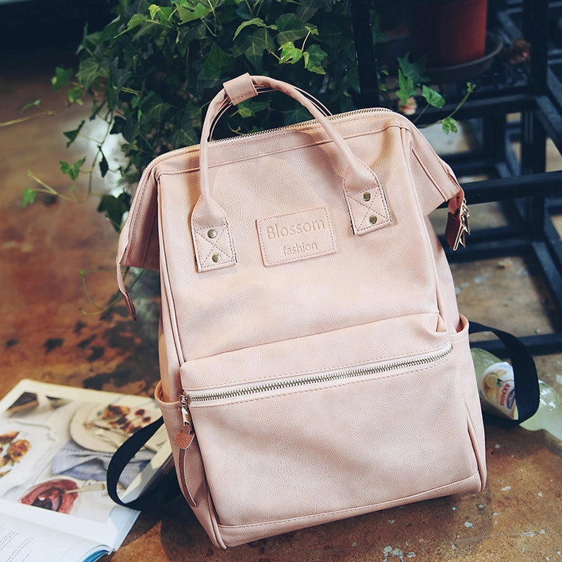 Retro PU backpack children's computer new student book bag large travel waterproof outdoor backpack one generation